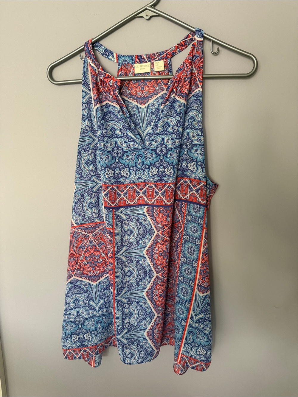 St. Tropez Blue & Orange Paisley Halter Top